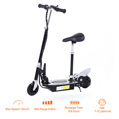 HOMCOM 120W Foldable Powered Scooters with 24V Rechargeable Battery, Adjustable Ride on Toy (Black) 