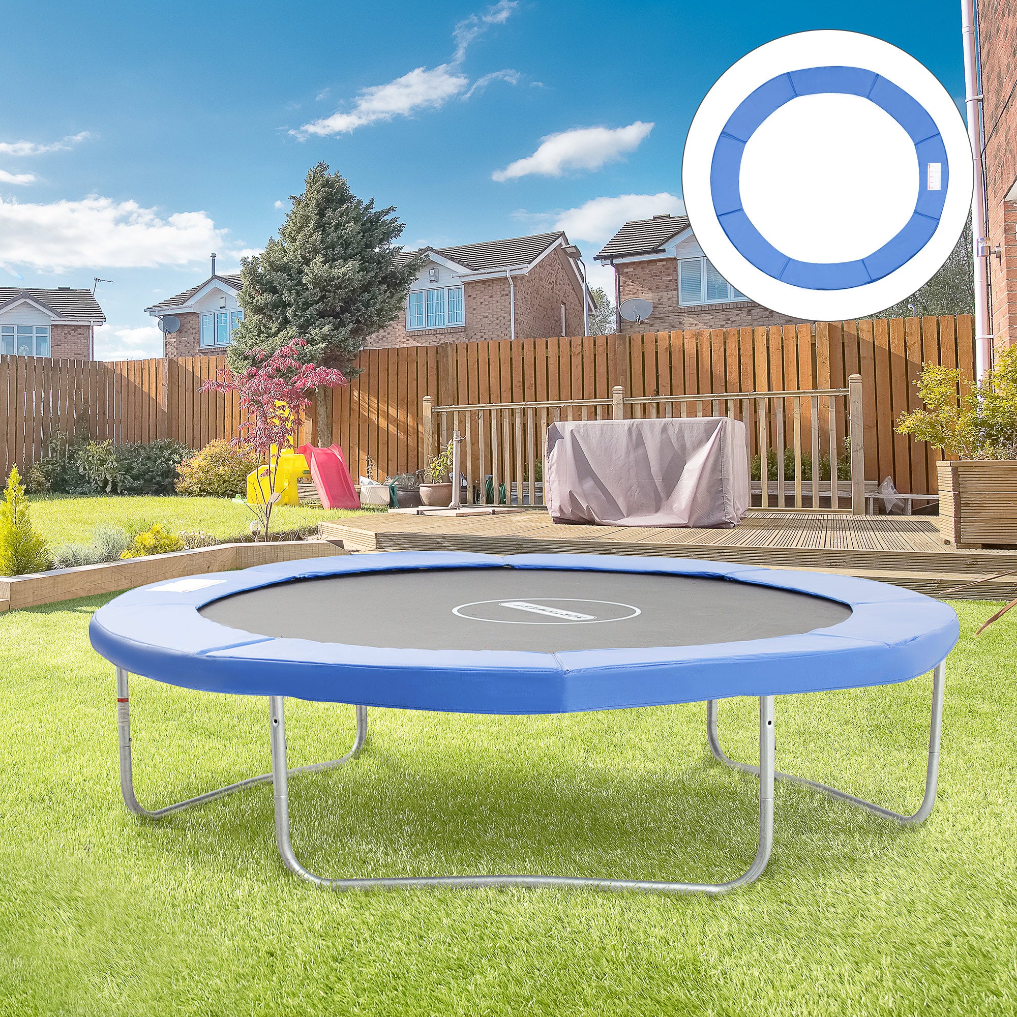 HOMCOM 10FT Trampoline Pad, \'ce\'a6305cm Trampoline Accessories Surround Safety Pad Foam Padding Pads Replacement Spare, Blue