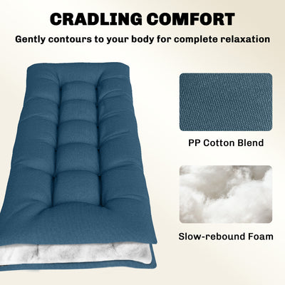 Outsunny Sun Lounger Cushion, Memory Foam Patio Chair Cushion with Ties, Outdoor Seat Pad Fits 190 x 60 cm Lounger, Blue 