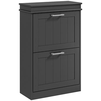 HOMCOM Two-Drawer Minimalistic 10-Shoe Cabinet - Black 