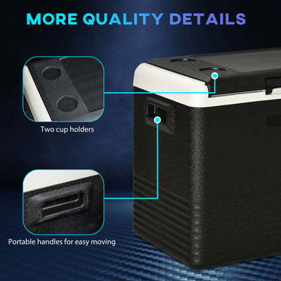 Outsunny 50L Car Refrigerator, Portable Compressor Car Fridge Freezer, Electric Cooler Box with 12/24V DC and 110-240V AC for Camping, Driving, Picnic, Down to -20\'e2\'84\'83 