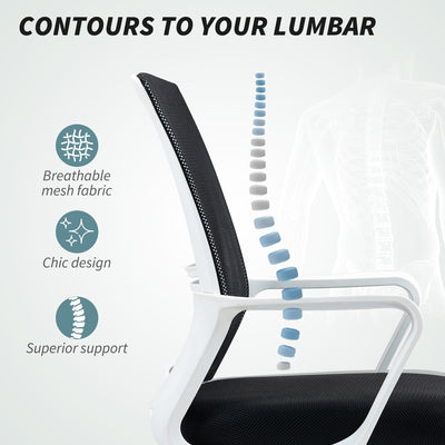 HOMCOM Draughtsman Chair, Mesh Drafting Chair, Ergonomic Office Chair with Lumbar Support, Adjustable Foot Ring, Black 