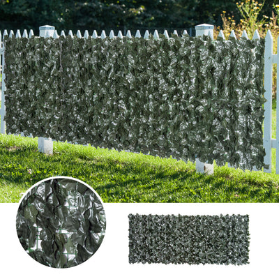 Outsunny 2-Piece Artificial Leaf Hedge Screen Privacy Fence Panel for Garden Outdoor Indoor Decor, Dark Green, 3M x 1.5M 