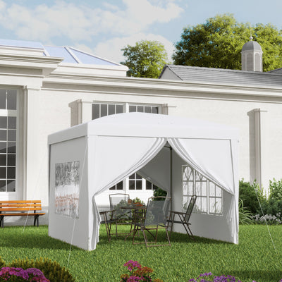 Outsunny 3 x 3m Pop Up Gazebo, Wedding Party Canopy Tent Marquee with Carry Bag and Windows, White 