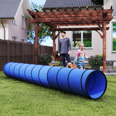 PawHut Dog Tunnel, 500 x 60 cm, Foldable Play Tunnel with 6 Pegs and Bag, Tear-Resistant Outdoor Dog Agility Equipment, Blue 