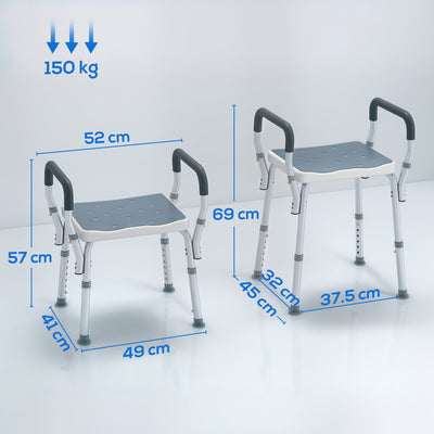 HOMCOM 57-69cm Aluminium Frame Bath Seat - Light Blue 