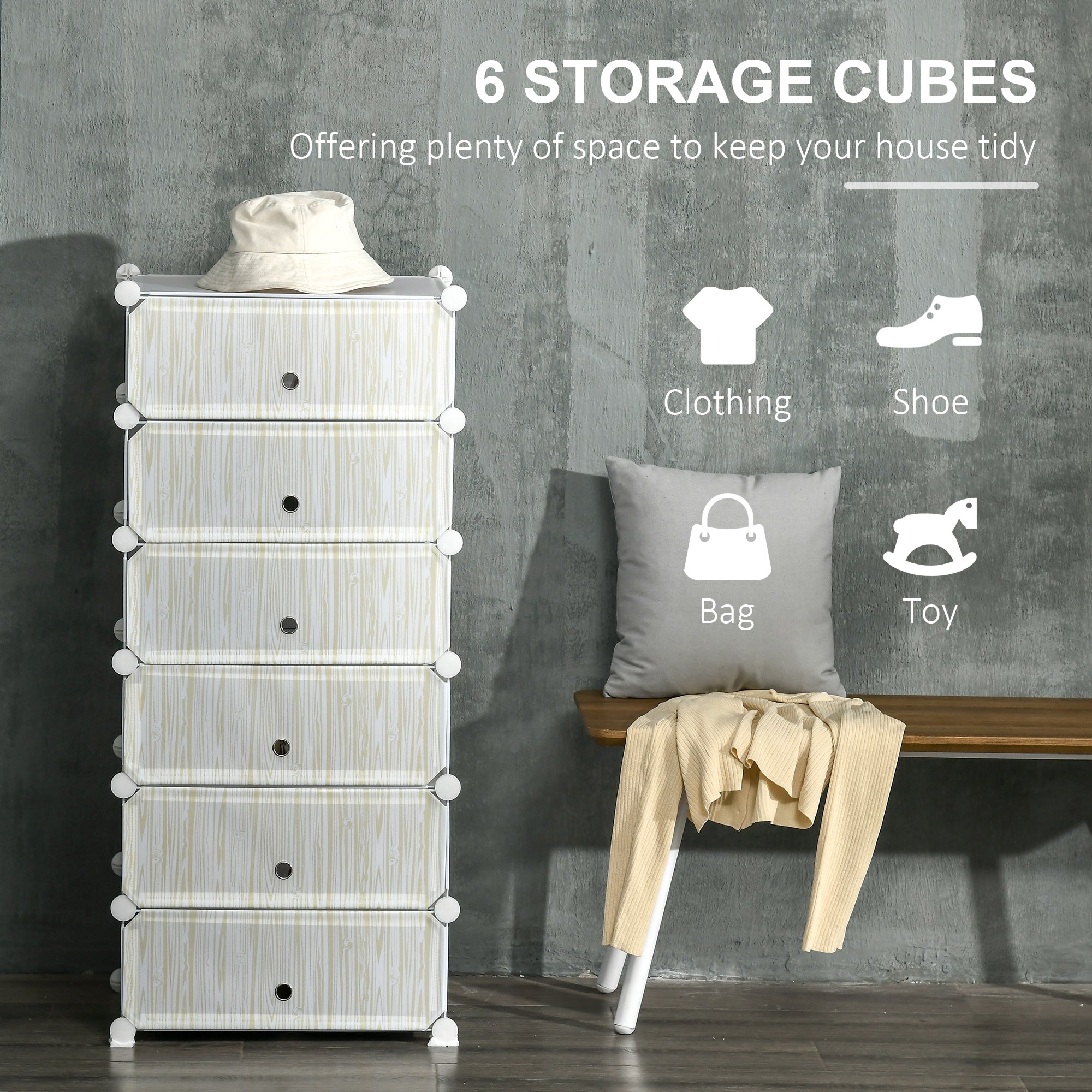 HOMCOM Six Cube Modular Storage Storage Unit - White 