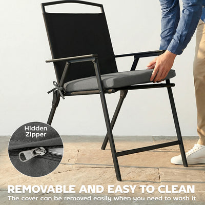 Outsunny Set of 6 Outdoor Seat Cushions with Machine Washable Cover, Water Repellent Seat Cushions Dark Grey 