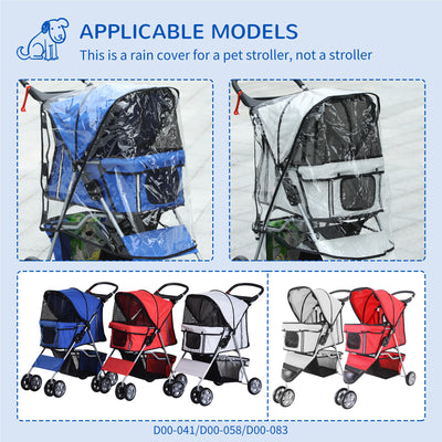 PawHut Dog Stroller Rain Cover, Cover for Dog Pram Stroller Buggy w/ Rear Side Entry 