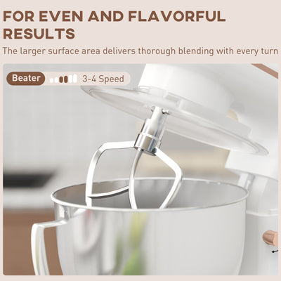 HOMCOM 1300W Kitchen Stand Mixer, with Accessories - White 