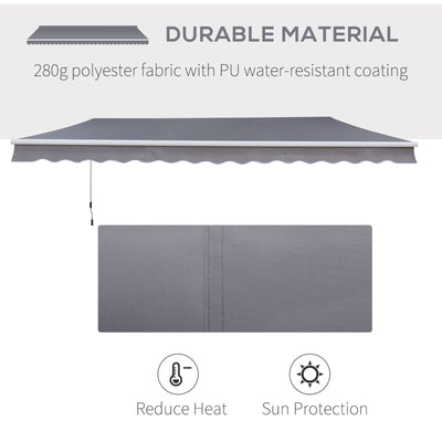 Outsunny 3 x 2.5m Manual Awning Canopy Sun Shade Shelter Retractable for Garden Grey 