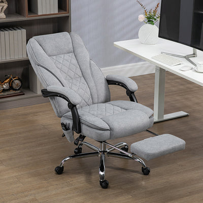 Vinsetto Massage Office Chair, Heated Reclining Computer Chair with Adjustable Height and Footrest, Grey 