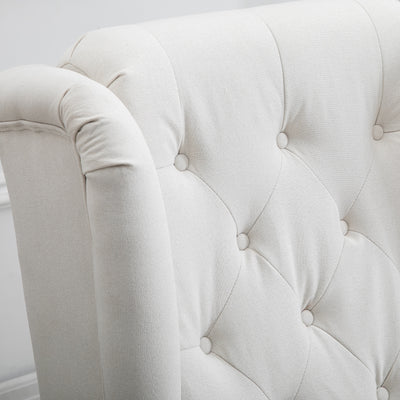 HOMCOM Wingback Accent Chair, Retro Upholstered Button Tufted Occasional Chair for Living Room and Bedroom, Cream White 