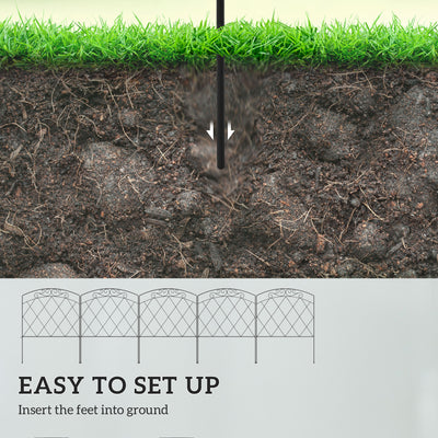 Outsunny 3m Decorative Metal Garden Fence - Diamond and Swirl Pattern 