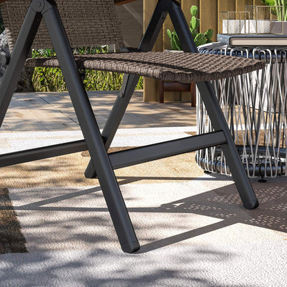 Outsunny Outdoor Folding Rattan Chair with Armrests, High Backrest, for Garden, Camping, Balcony, Porch - Brown 