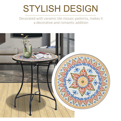 Outsunny Φ60cm Mosaic Outdoor Patio Table - Red 