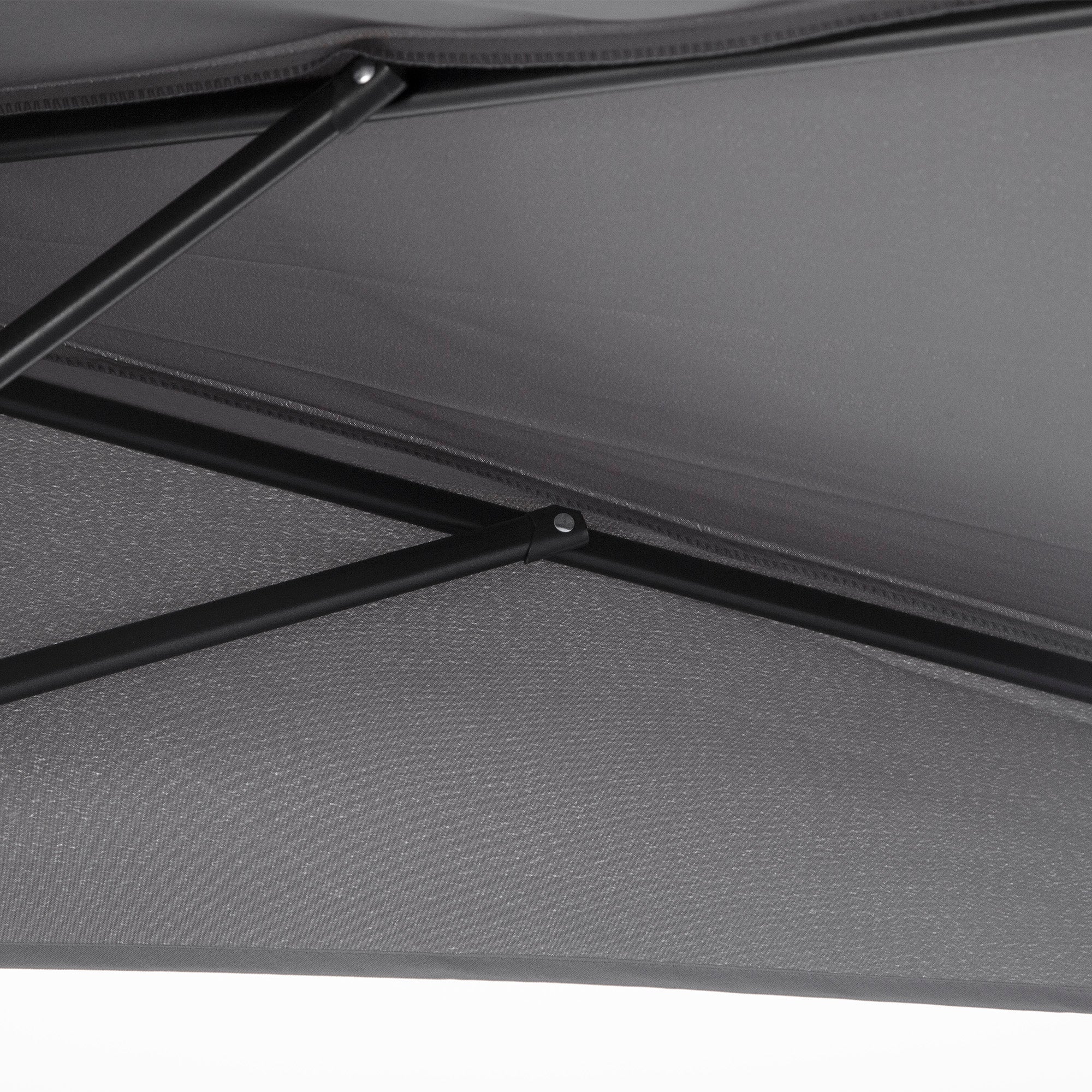 Outsunny 3(m) Half Parasol Semi Round Umbrella Patio Metal Frame Crank Handle for Balcony-- NO BASE INCLUDED, Grey 