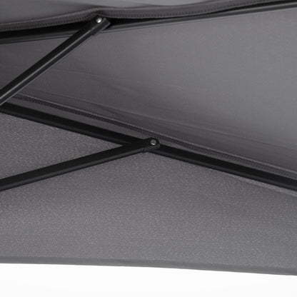 Outsunny 3(m) Half Parasol Semi Round Umbrella Patio Metal Frame Crank Handle for Balcony-- NO BASE INCLUDED, Grey 