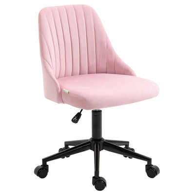 Vinsetto Velvet-Feel Armless Office Chair - Pink 