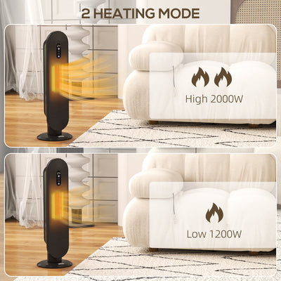 HOMCOM 45\'c2\'b0 Oscillating Ceramic Space Heater, with Remote - Black 