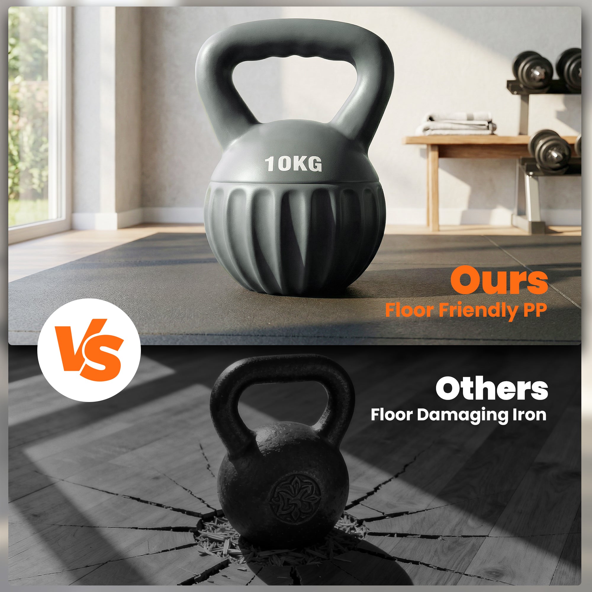 SPORTNOW Kettlebell for Strength Training Kettle Bell with Non-Slip Handle 10 kg Grey 
