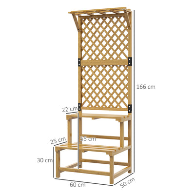 Outsunny Wooden Plant Stand, with Trellis - Natural Finish 