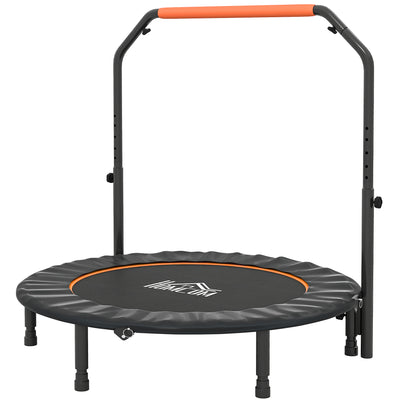 HOMCOM 48" Foldable Mini Fitness Trampoline, with Adjustable Foam Handle, Orange 