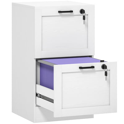 HOMCOM 2-Drawer Filing Cabinet with Lock - White 