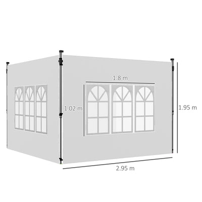Outsunny Gazebo Side Panels, Sides Replacement with Window for 3x3(m) or 3x4m Pop Up Gazebo, 2 Pack, White 