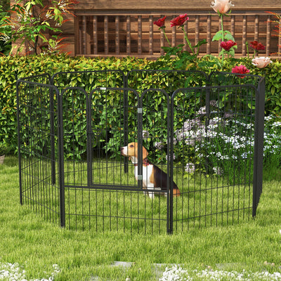 PawHut 8 Panels Heavy Duty Puppy Playpen, for Large, Medium Dogs, Indoor and Outdoor Use - Black 