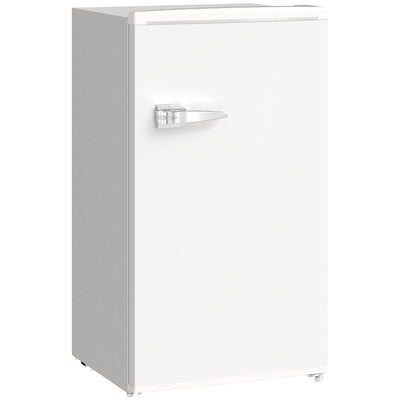 HOMCOM Under Counter Fridge, 85L Small Retro Refrigerator with Chiller Box, Adjustable Thermostat, Glass Shelves, White 