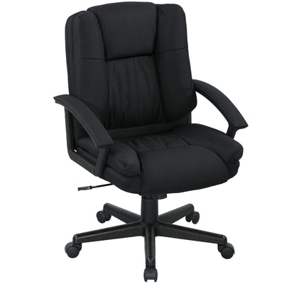 HOMCOM Linen-Look Padded Office Chair - Black 