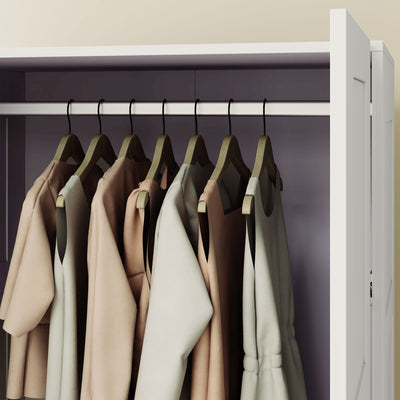 HOMCOM Double Paneled Door Wardrobe, with Shelves - White 