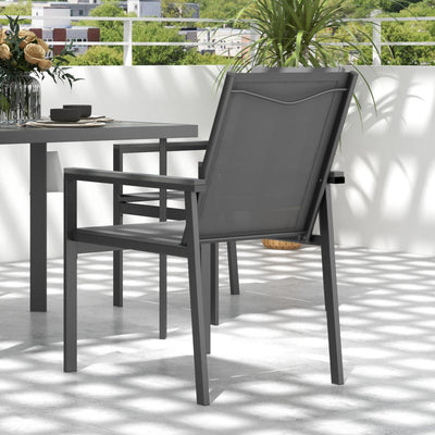 Outsunny Five-Piece Metal Dining Set, with Glass-Top Table - Grey 