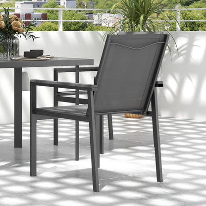 Outsunny Five-Piece Metal Dining Set, with Glass-Top Table - Grey