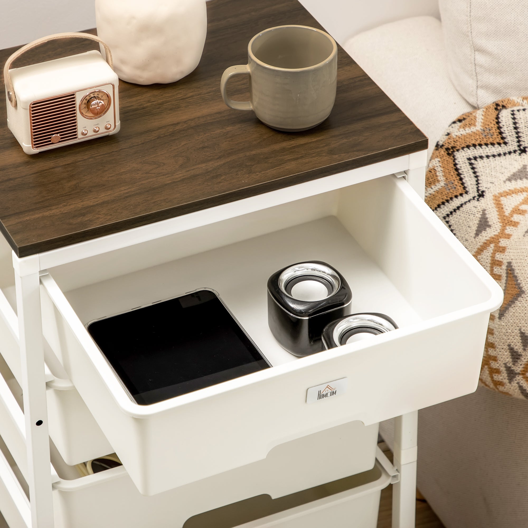HOMCOM Bedroom Chest of Drawers, 6-Drawer Dresser, Tall Storage Drawer Unit with Steel Frame for Living Room, White 