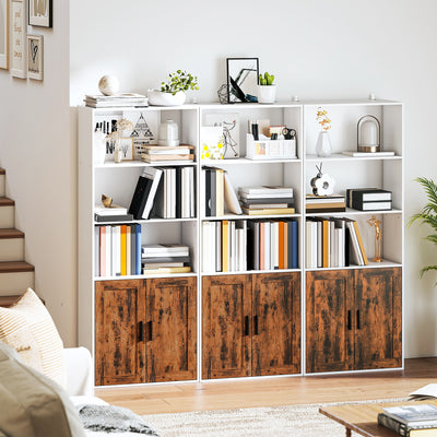 HOMCOM 5-Tier Bookcase with Adjustable Shelf - Rustic Brown 
