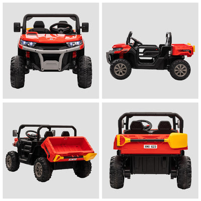 HOMCOM 12V 2 Seater Kids Electric Ride-On Car with Electric Bucket, Remote Control - Red 