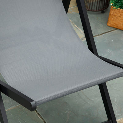 Outsunny Set of 2 Folding Garden Beach Aluminium Frame Deck Chairs Deckchairs Seaside Folding Garden Patio Lounger, Grey 