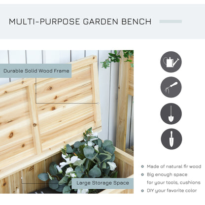 Outsunny Wood Storage Bench for Patio Furniture, Outdoor Garden Seating Tools 