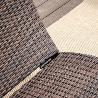 Outsunny Outdoor Foldable PE Rattan Sun Lounger with Soft Padded Cushion, Ergonomic Curved Design Sun Bed for Garden, Balcony, Garden, Brown 