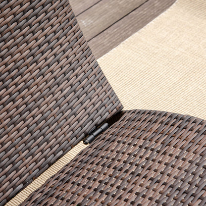 Outsunny Outdoor Foldable PE Rattan Sun Lounger with Soft Padded Cushion, Ergonomic Curved Design Sun Bed for Garden, Balcony, Garden, Brown 