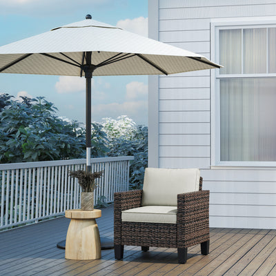 Outsunny Single Rattan Armchair, with Cushions - Brown 