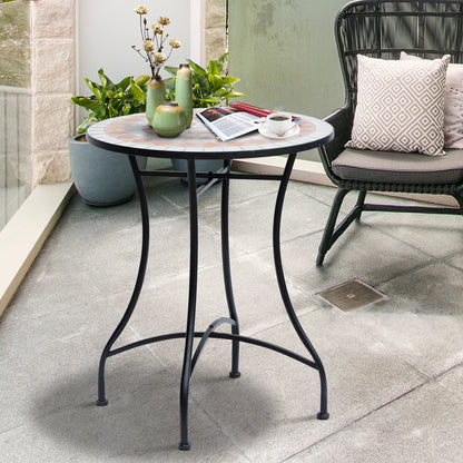 Outsunny 60cm Mosaic Round Bistro Table Side Bar Table Patio Garden Outdoor Balcony Furniture 