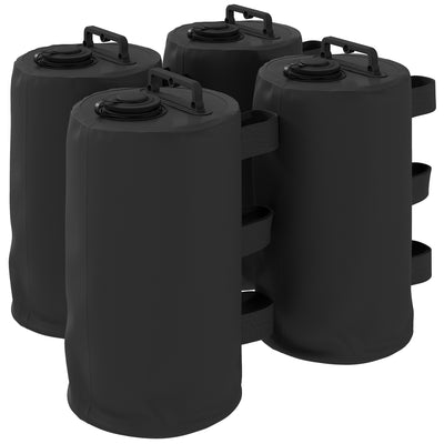 Outsunny Set of 4 Gazebo Weights Sand Bags, Gazebo Water Weights Bags with Carry Handles for Garden Marquee, Parasol, Black 