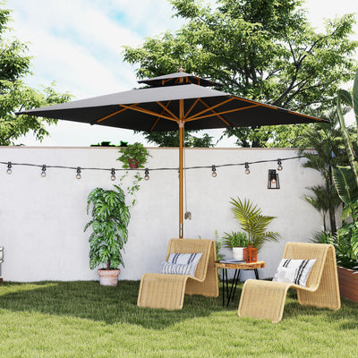 Outsunny 3 m Square Canopy Parasol - Black 