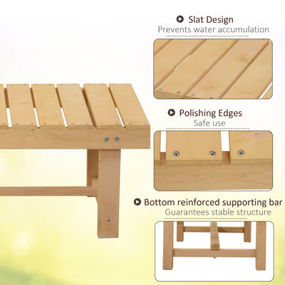 Outsunny 3 Pieces 2-seater Outdoor Indoor Wooden Garden Bench Fir Patio Loveseat, 110L x 38W x 35Hcm, Natural 