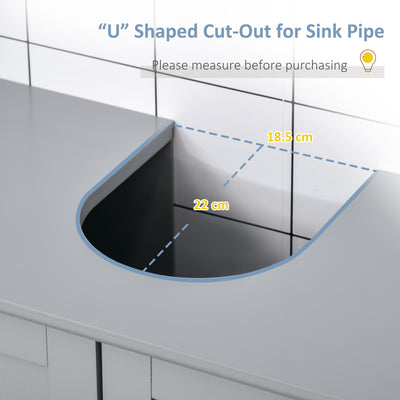 kleankin 60x60cm Under-Sink Storage Cabinet w/ Adjustable Shelf Handles Drain Hole Bathroom Cabinet Space Saver Organizer Grey 