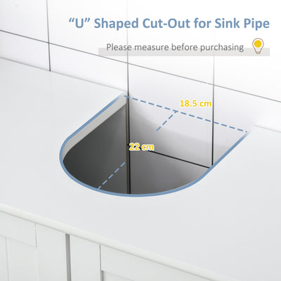 kleankin 60x60cm Under-Sink Storage Cabinet w/ Adjustable Shelf Handles Drain Hole Bathroom Cabinet Space Saver Organizer White 