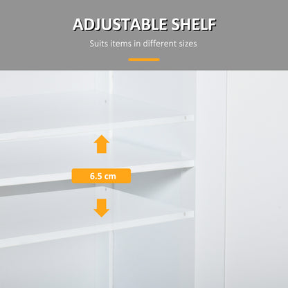 kleankin 75x60cm Freestanding Bathroom Storage Cabinet Unit w/ 2 Drawers Cupboard Adjustable Shelf Metal Handles Traditional Style White 